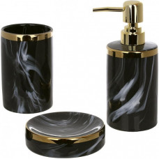 Набір аксесуарів Bright для ванної кімнати "Black Marble & Gold" 3 предмети, кераміка (113275)