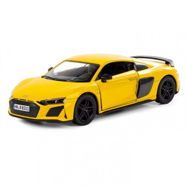 Машинка металлическая инерционная Audi R8 Coupe 2020 Kinsmart KT5422W  1:36    (Желтый)
