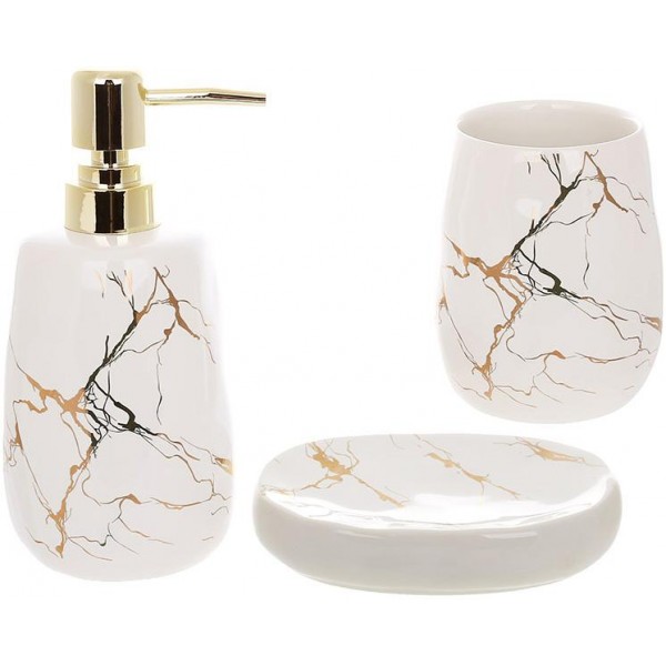 Набір аксесуарів Bright для ванної кімнати "Golden Marble" 3 предмети, кераміка (113285)