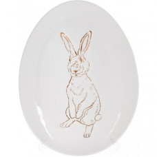 Набір 4 керамічних овальних блюда "Bunny" 27х20х2см, білий з золотом (110685)
