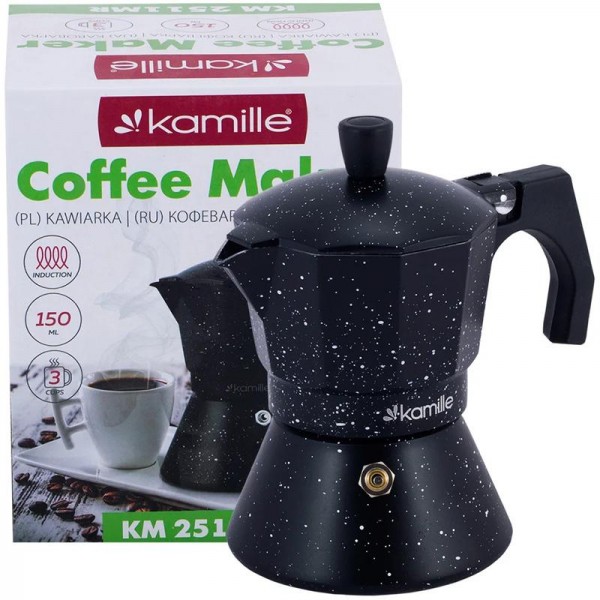 Кавоварка гейзерна Kamille Andel Black 150мл на 3 чашки (135785) Кавоварка гейзерна Kamille Andel Black 150мл на 3 чашки (135785)
