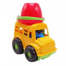Набор для игры в песочнице "Бусик" 0107(Yellow) автобус, ведро, грабли