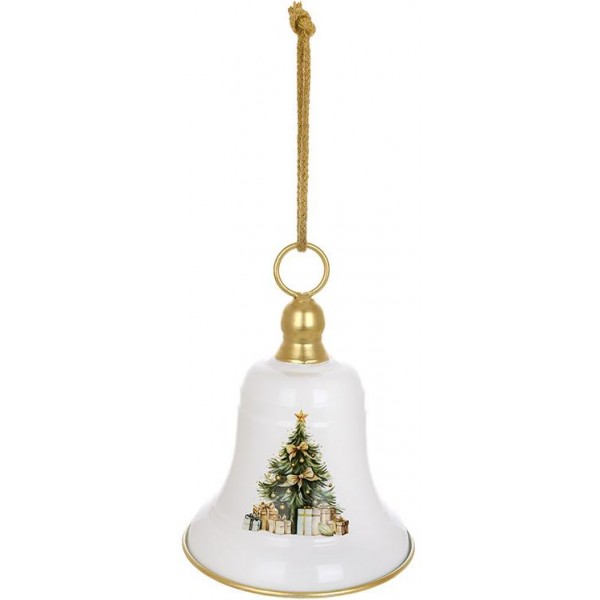 Підвіска декоративна "Christmas Bell" Ø19.5х26см, біла металева (134395)