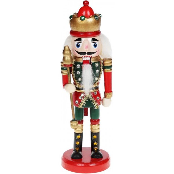 Статуетка декоративна «Лускунчик» 20см, дерев'яна, червоний з зеленим (112695)