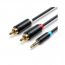 Кабель мультимедийный 3.5mm M to 2xRCA M 2.0m black Vention (BCLBH)