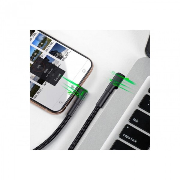 Кабель Baseus Data Lightning 2.4A 1 м CALKLF-P01 Боковой USB Чёрный Оригинал (38795)