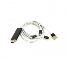 Кабель мультимедийный HDMI M to Lightning + USB-C + Micro 5P 1.0m + USB for power PowerPlant (CA911912)
