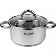 Каструля індукційна Ofenbach Casserole із нержавіючої сталі 2л зі скляною кришкою (98406)
