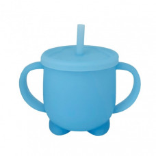 Силиконовая чашка-поилка с крышкой MGZ-0302(Blue) 200 мл