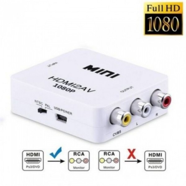 Адаптер HDMI to AV RCA переходник конвертер 720p/1080p Белый (38606)