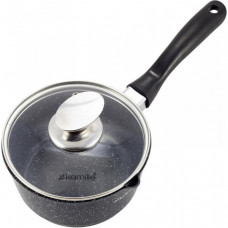 Ківш Kamille Black Marble Ø16см індукційний, зі скляною кришкою (55706)