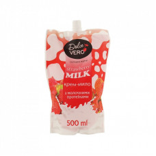 Жидкое мыло Dolce Vero Strawberry Milk с молочными протеинами дой-пак 500 мл (4820091146953)