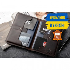 Портмоне мужское кожаное для документов и денег банковских карт ФЛАГМАН коричневое (411735113)