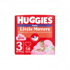 Подгузники Huggies Little Movers/Pants 3 Mega 6-11 кг для девочек 58 шт (5029053547480)