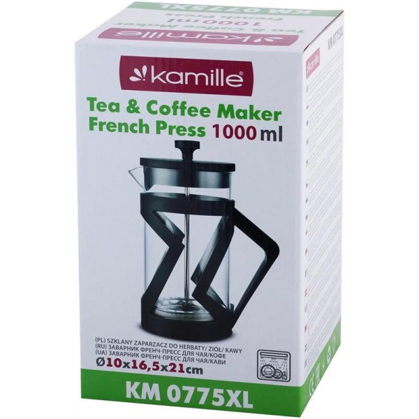 Френч-прес Kamille Jeff 1000мл з пластиковою ручкою (110526) Френч-прес Kamille Jeff 1000мл з пластиковою ручкою (110526)