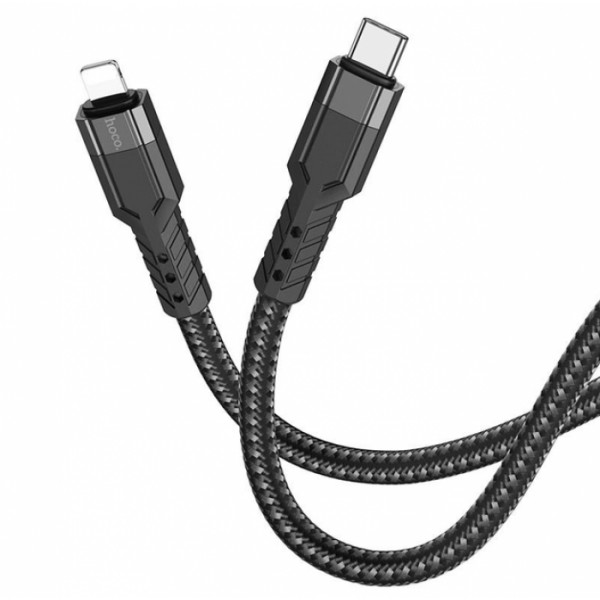Кабель для телефона с быстрой зарядкой Type-C to Lightning Apple iPhone HOCO U110 120см 20W Черный (59826)