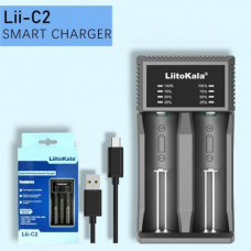 Зарядное устройство LiitoKala Lii-C2 для Li-Ion, Ni-Mh/Ni-Cd АКБ. Универсальное, USB-C, LED, 2 канала, Ток 2А (42436)