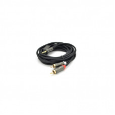 Кабель мультимедийный 3.5mm M to 2xRCA M 3.0m black VEGGIEG (YT-AR2-3)
