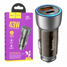 Автомобильное зарядное устройство 43W, PD25W+QC3,0, Hoco NZ8 / АЗУ-адаптер с подсветкой (133836)