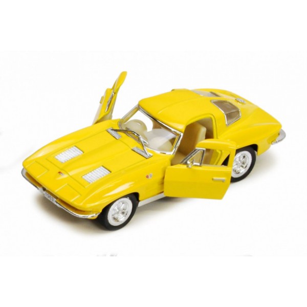 Детская модель машинки Corvette "Sting Rey" 1963 Kinsmart KT5358W инерционная, 1:32 (Yellow)