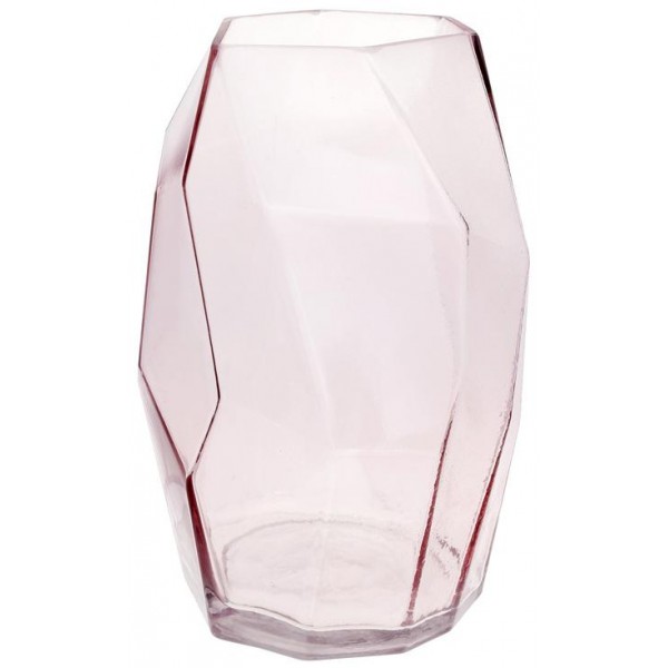 Ваза декоративна Ancient Glass "Айсберг" 28х18см, скло, рожевий (112246)