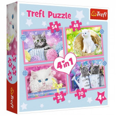 Пазл Trefl Забавные коты 4 in 1 (35, 48, 54, 70) элемента (5900511343960)