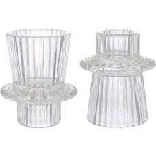 Набір 12 скляних двосторонніх свічників "Crystal Glass" для чайної та тонкої свічки (133546)