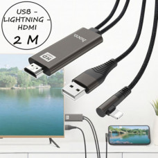 Кабель-адаптер HOCO UA14 USB - Lightning - HDMI, 2 м, 1080P HD (135156)