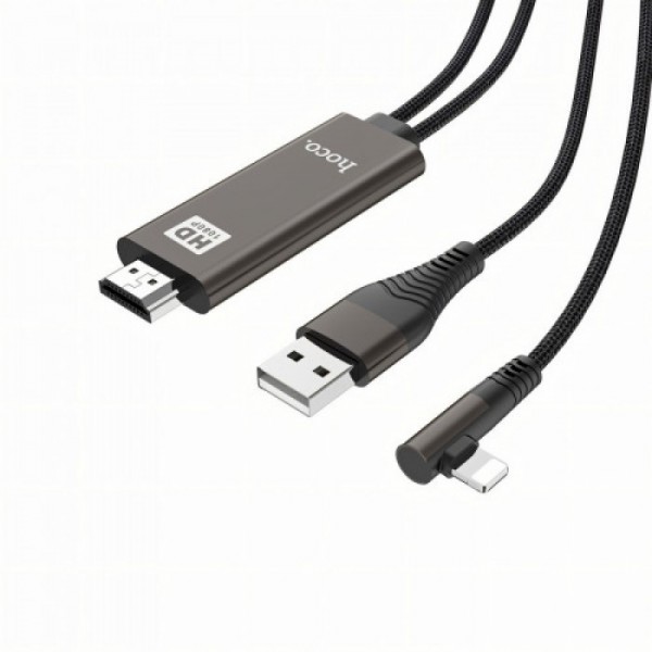 Кабель-адаптер HOCO UA14 USB - Lightning - HDMI, 2 м, 1080P HD (135156)