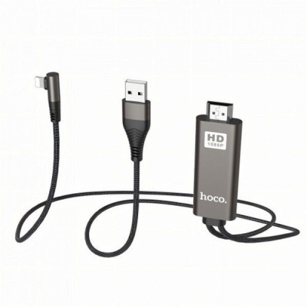Кабель-адаптер HOCO UA14 USB - Lightning - HDMI, 2 м, 1080P HD (135156)