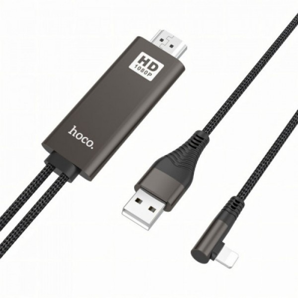 Кабель-адаптер HOCO UA14 USB - Lightning - HDMI, 2 м, 1080P HD (135156)