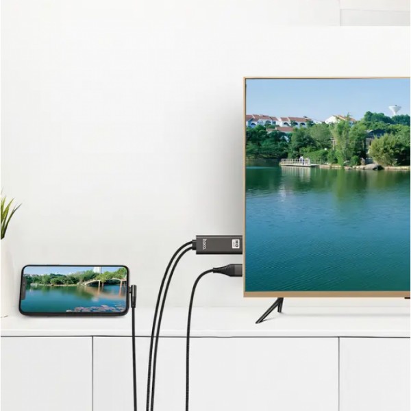 Кабель-адаптер HOCO UA14 USB - Lightning - HDMI, 2 м, 1080P HD (135156)