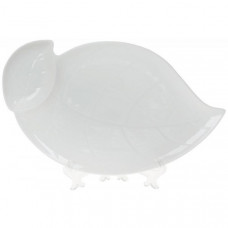Блюдо порцелянове "White Leaf" з соусником 33см, біле (111256)