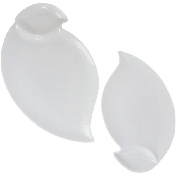 Блюдо порцелянове "White Leaf" з соусником 33см, біле (111256)