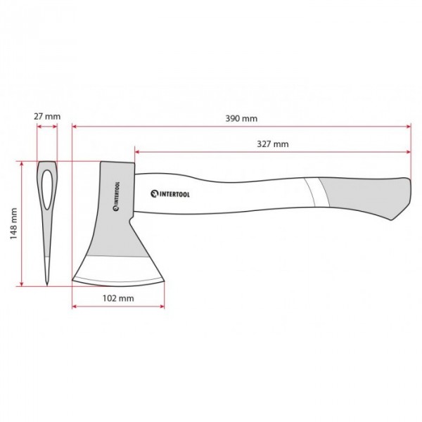 Топор 600 г, ручка пекан INTERTOOL HT-0256 (115756)