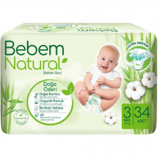 Подгузники Bebem Natural 3 midi 4-9 кг 34 шт (8690536806010)