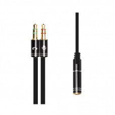 Кабель мультимедийный 3.5mm F to 2x3.5mm M 0.4m (4pin) black XoKo (AC-009)