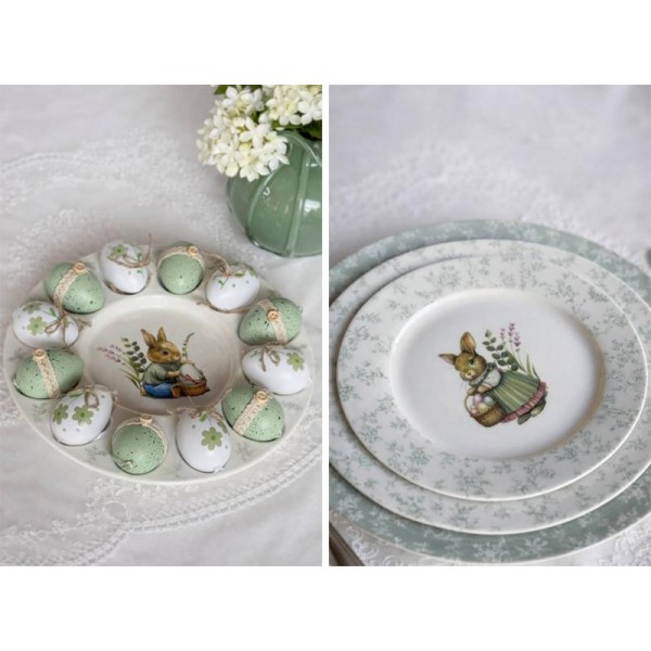 Набір 6 тарілок порцелянових "Floral Green. Великодній Кролик" Ø19см (134176) Набір 6 тарілок порцелянових "Floral Green. Великодній Кролик" Ø19см (134176)