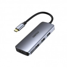 Концентратор Choetech USB-C 7-in-1 3хUSB 3.0+USB-C PD100W+HDMI 4K 30HZ+SD/TF USB3.1 (HUB-M19-GY)