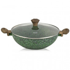 Вок Fissman Malachite Ø30см з антипригарним покриттям EcoStone зі скляною кришкою (55376)