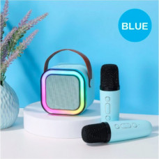 Портативная колонка с 2-мя караоке микрофонами и RGB подсветкой Winso K12 10W Bluetooth, USB, microSD, AUX, Type-C Голубой (108186)