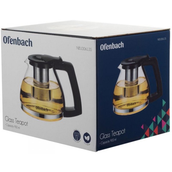Чайник скляний заварювальний Ofenbach 900мл зі знімним ситечком (0613s) (110486) Чайник скляний заварювальний Ofenbach 900мл зі знімним ситечком (0613s) (110486)