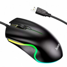 Игровая компьютерная мышь проводная HOCO GM19 Enjoy RGB подсветка Чёрная (133786)