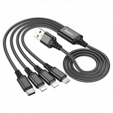 Кабель для зарядки телефонов HOCO X76 4 в 1 USB to Type-C+Lightning+Lightning+MicroUSB 2A Чёрный (76096)