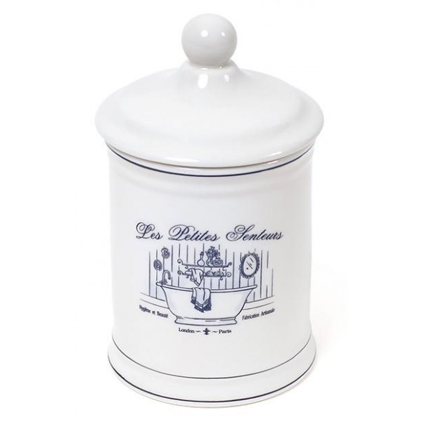 Ємність LE BAIN Silver Ø10.5х18.5см для засобів гігієни, фарфор (113296)