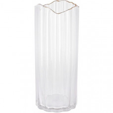 Ваза для квітів зі скла Ancient Glass "Гетсбі" Ø12x30см з золотою облямівкою (119107)