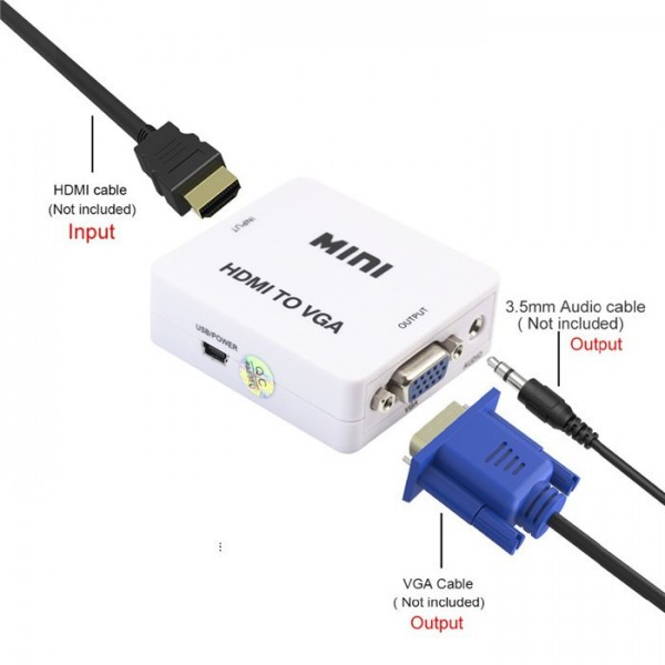 Адаптер HDMI to VGA (переходник, конвертер, 720p/1080p) переходник, конвертер (134907)