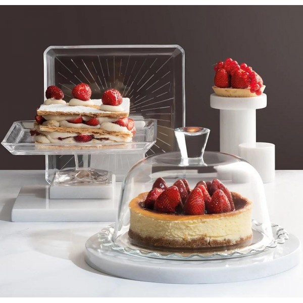 Блюдо Patisserie Ø27см з бортом і зі скляною кришкою-ковпаком (134217)