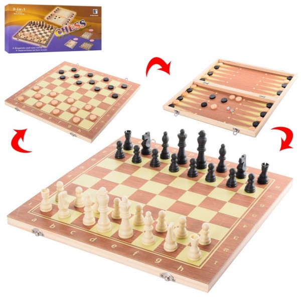Деревянные шахматы 3в1 "Chess" QP002 шашки и нарды, в коробке 39,5х20 см Деревянные шахматы 3в1 "Chess" QP002 шашки и нарды, в коробке 39,5х20 см