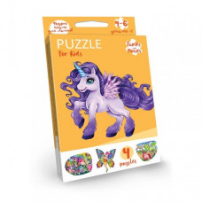 Детские развивающие пазлы "Puzzle For Kids" PFK-05-12, 2 картинки (Единорог фиолетовый)